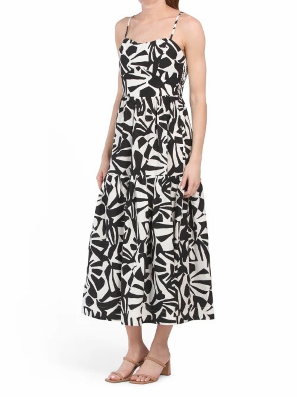 Christian Lacroix Black and White Linen Printed Maxi Dress